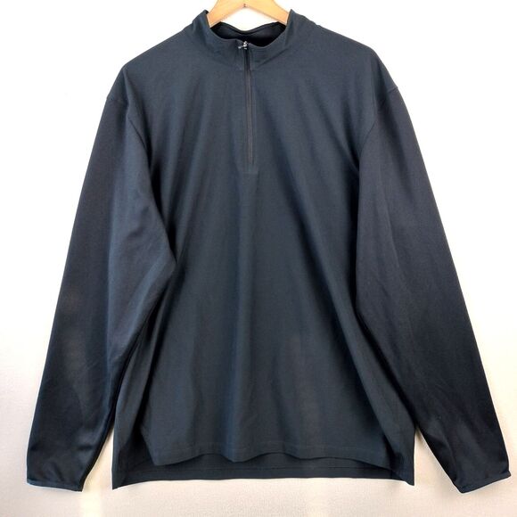 Nike Golf Jacket Mens XL Black Dri-FIT Fabric Mix 1/2 Zip Long Sleeve Cover-Up - Picture 1 of 14